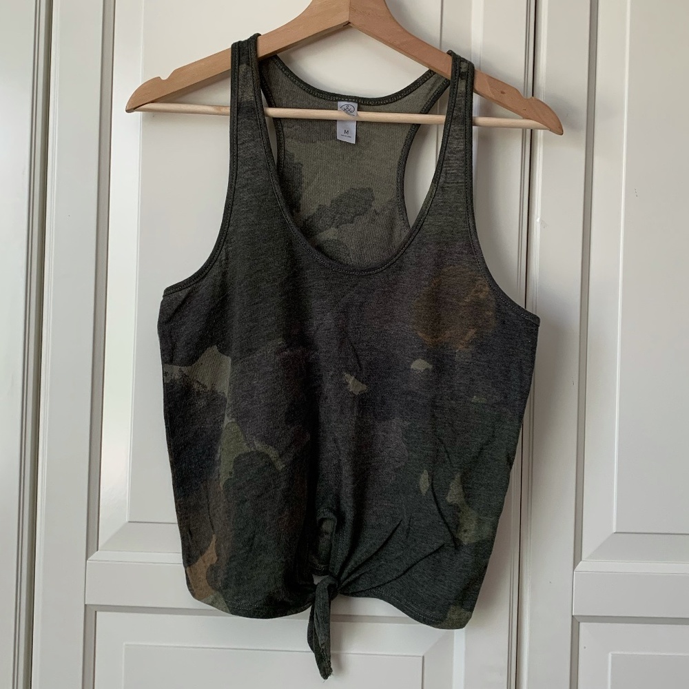 Tie Front Racer Back Tank Top
